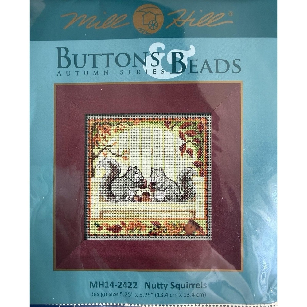 Mill Hill Buttons & Beads Autumn Series Cross Stitch Kit ~ NUTTY SQUIRRELS